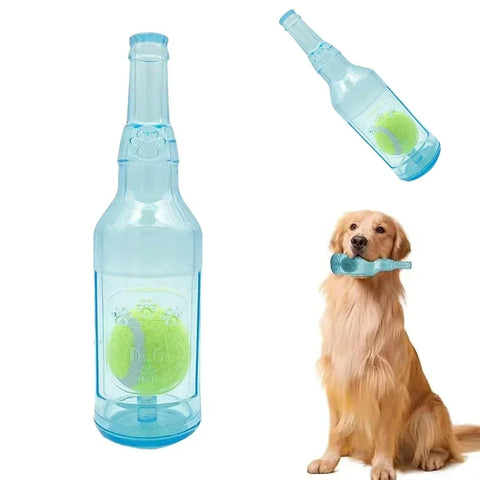 TPR Beer Bottle Dog Toy – Squeaky Bite-Resistant Chew