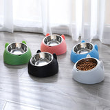 Tilted Stainless Steel Cat Bowl – Non-Slip Neck Protection Feeder