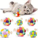 3/60pcs Cat Toy Balls with Bells – Colorful Pom Poms & Sparkle Tinsel Balls | Interactive Toys for Indoor Cats & Kittens