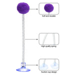 1pc Fur Ball Spring Cat Toy Suction Cup Multicolored Teaser Wand
