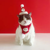 Christmas Knitted Pet Scarf with Pompom – Soft Winter Neck Warmer for Cats & Dogs