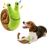 Squeaky Snail Dog Toy – Interactive Plush Puzzle Feeder