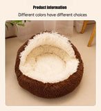 2-in-1 Plush Pet Bed with Cover – Warm Round Cat & Small Dog Sleeping Cave (50CM)