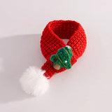 Christmas Knitted Pet Scarf with Pompom – Soft Winter Neck Warmer for Cats & Dogs
