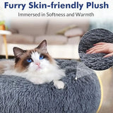Round Plush Pet Bed – Soft Winter Sleeping Nest for Cats & Dogs