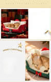 Christmas Cat Bed with Soft Neck Bolster – Cozy Holiday Pet Sofa for Cats & Small Dogs