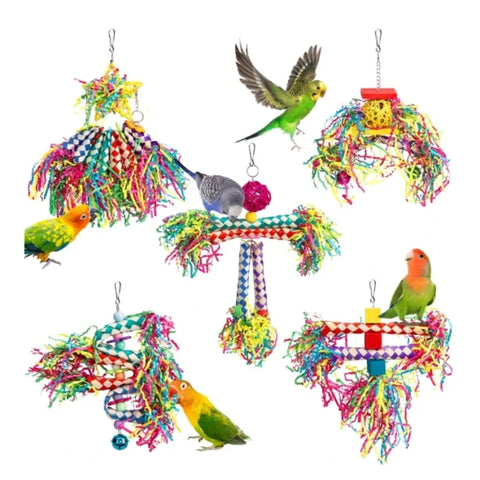 Parrot Chew Toy Set – Wood and Paper
