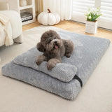 Warm Plush Dog Bed with Pillow – Removable Washable Cover for Cats & Dogs