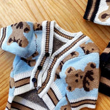 Striped Pet Cardigan Sweater – Cozy Knit Outfit for Small Dogs & Cats
