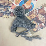 Knitted Pet Hat with Fur Pom
