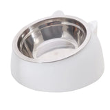 Tilted Stainless Steel Cat Bowl – Non-Slip Neck Protection Feeder