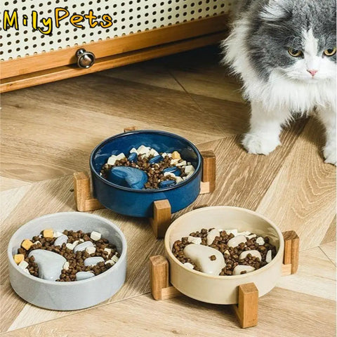 Cute Japanese Style Pet Ceramic Bowl Anti Rollover