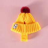 Knitted Dog Hat with Pom-Pom – Windproof Winter Cap for Small Pets