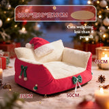 Christmas Cat Bed with Soft Neck Bolster – Cozy Holiday Pet Sofa for Cats & Small Dogs