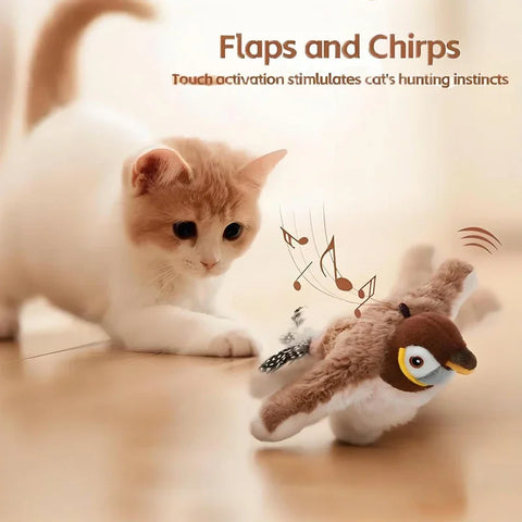 Interactive Cat Toy Flapping Bird with Catnip Rechargeable Simulation