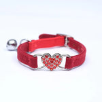 Velvet Cat Collar with Heart Charm & Bell