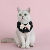 Elegant Pet Princess Outfit Set - Chic Beret, Pearl Bow & Floral Bib for Cats