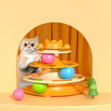 4-Layer Feather Cat Toy – Interactive Turntable with Ball