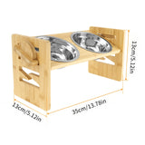 Adjustable Elevated Dog Feeder – Wooden Stand with Double Bowls