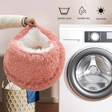2-in-1 Plush Pet Bed with Cover – Warm Round Cat & Small Dog Sleeping Cave (50CM)
