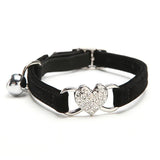 Velvet Cat Collar with Heart Charm & Bell