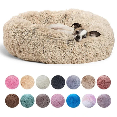 Round Plush Pet Bed – Soft Winter Sleeping Nest for Cats & Dogs