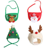 Christmas Pet Hat & Bandana Set – Santa/Elk Holiday Dress-Up for Dogs & Cats