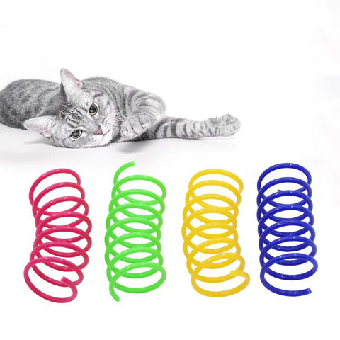 Colorful Plastic Spring Cat Toy – Jumping Fun