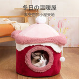 Ice Cream Pet Tent Bed – Self-Warming Cozy Cave for Cats & Small Dogs