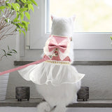 Bowknot Cat Harness & Leash Set – Cute Princess Dress for Small Pets