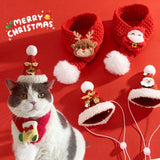 Christmas Knitted Pet Scarf with Pompom – Soft Winter Neck Warmer for Cats & Dogs