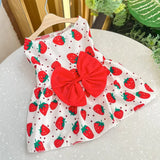 Cute Puppy Princess Floral Dress with Bow & Lace