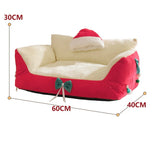 Christmas Cat Bed with Soft Neck Bolster – Cozy Holiday Pet Sofa for Cats & Small Dogs
