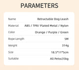 Retractable Dog Leash with LED Light – 5m