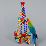 Cage Hanging Rope Bird Climbing Chewing Toys Multicolored Natural Wooden Bird Chewing Toys