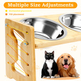 Adjustable Elevated Dog Feeder – Wooden Stand with Double Bowls