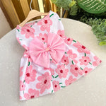 Cute Puppy Princess Floral Dress with Bow & Lace