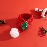 Christmas Knitted Pet Scarf with Pompom – Soft Winter Neck Warmer for Cats & Dogs