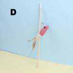Wooden Cat Teaser Rod – Feather and Bell
