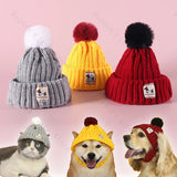 Knitted Dog Hat with Pom-Pom – Windproof Winter Cap for Small Pets