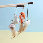 Wooden Cat Teaser Rod – Feather and Bell
