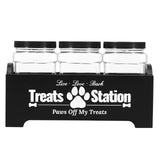 Pet Treat Jar Set – 3pcs Storage Containers with Wooden Holder