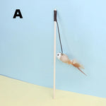 Wooden Cat Teaser Rod – Feather and Bell