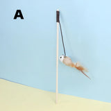 Wooden Cat Teaser Rod – Feather and Bell