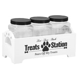 Pet Treat Jar Set – 3pcs Storage Containers with Wooden Holder