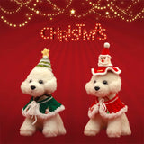 Crochet Christmas Pet Cape & Hat – Handmade Festive Outfit for Small Dogs