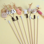 Wooden Cat Teaser Rod – Feather and Bell
