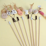 Wooden Cat Teaser Rod – Feather and Bell