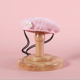 Elegant Pet Princess Outfit Set - Chic Beret, Pearl Bow & Floral Bib for Cats