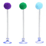 1pc Fur Ball Spring Cat Toy Suction Cup Multicolored Teaser Wand
